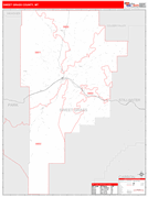 Sweet Grass County, MT Digital Map Red Line Style